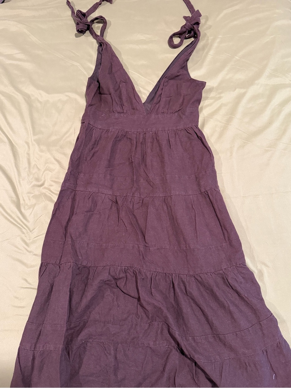 Tie-Shoulder Brown Summer Dress
